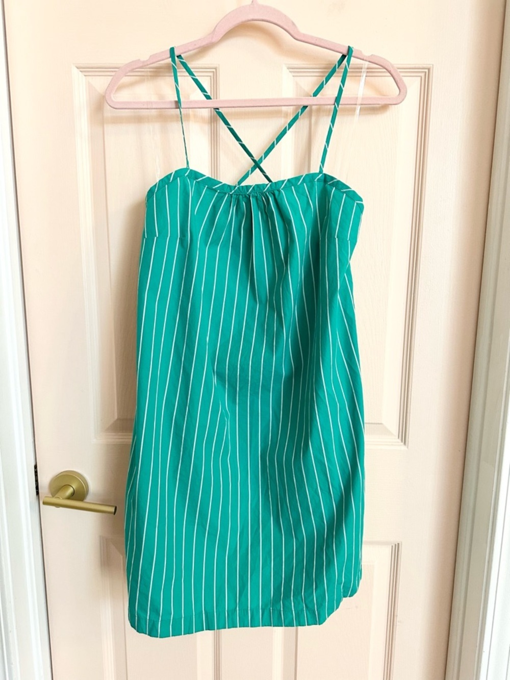 Green striped casual dress